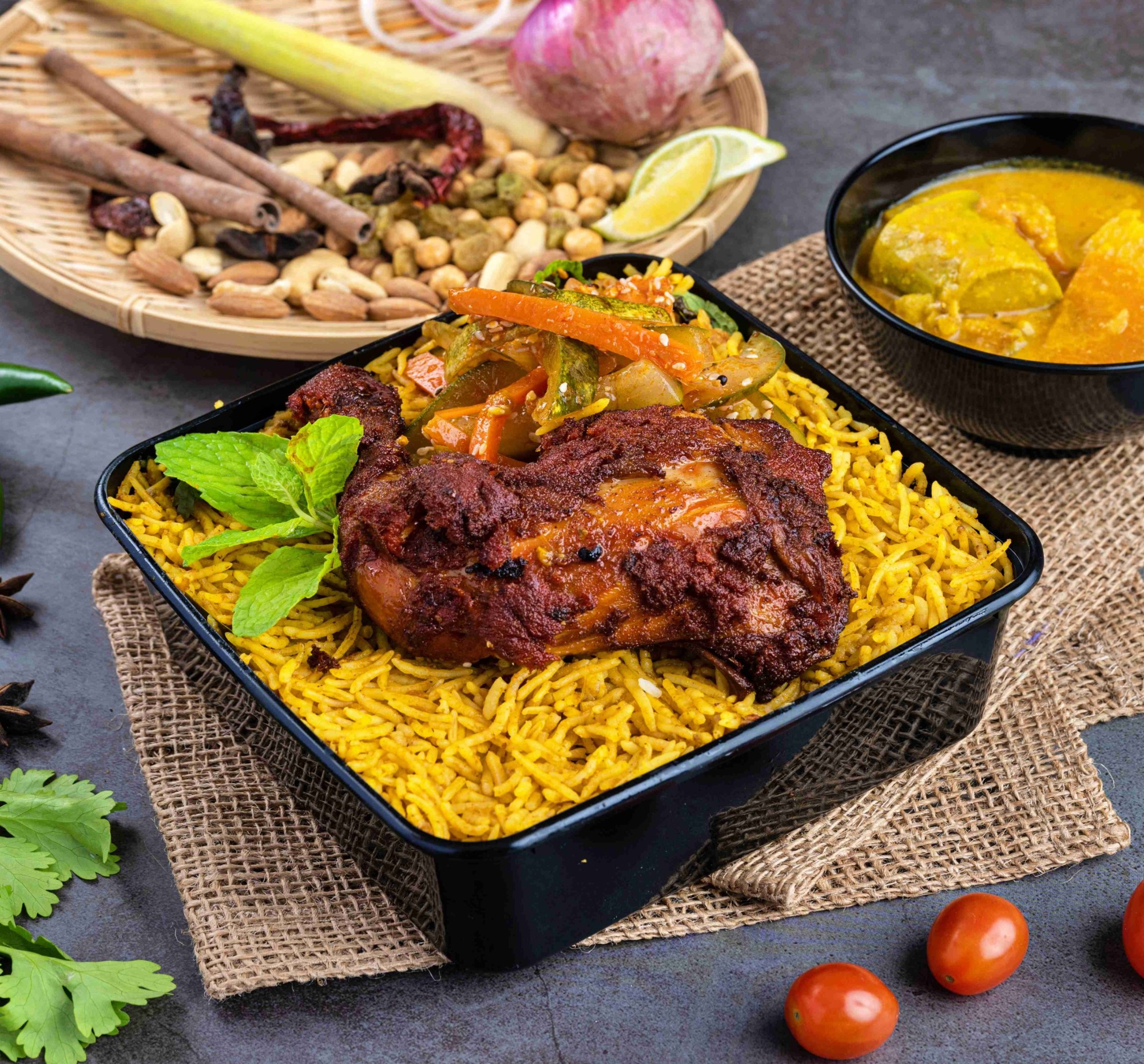 Fried Chicken Briyani Bento | Kings Catering Singapore