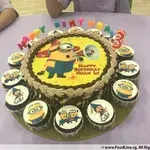 1x Minion Assemble @$78.9 (Size : Deluxe (9 Inch Cake + 14 Cupcakes)) (Eggless? : No) (Big Candles : 3) (Small Candles : 3)