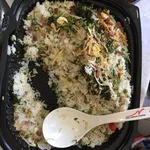 Wok-Fried Rice w Smoked Duck & top w Crisp Garlic