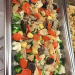 Longevity bailing mushroom concoction, topped broccoli & cauliflower 百灵菇菜花