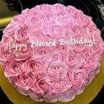 1x Rosette Pink @$89.9 (Size : 10.5 Inch (20-28 pax)) (Flavours : Blackforest) (Eggless: No) (Big Candles : 9) (Small Candles : 9)