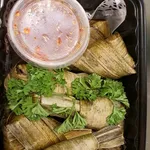 Deep Fried Pandan Leaf Chicken w Thai Chilli 酥炸香兰鸡沾泰式酱 <i>Serves 5 - 6 pax</i>