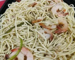 Ago olio Spaghetti with Prawns | Customer Photo | Ishiro Fusion Catering