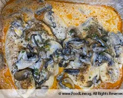 Baked Fish with Mushroom Cream Sauce | Customer Photo | Tiffany Café & Restaurant