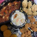 Prosperity Fortune Platter (Octopus, Breaded Scallop, Salad Prawn, Golden Chicken, Golden Money Bag)