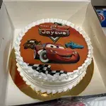 Cars Birthday (Size: 9 inch) (Flavours: Chocolate) (Big candles: 2) (Small candles: None) (Message on Complimentary Gift Card: No) (Message on Cake (Short & Sweet): Yes (do write the message in the ordering form, under comments box))