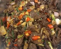 Pan Fried Beef with Spring Onion & Ginger | Customer Photo | Spice Village Catering