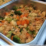 SauteΓ©d Broccoli, Cauliο¬ower & Carrots with Buttered Almond Sauce