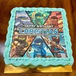 TNP24 Ninja Party (Size: 7 Inch) (Eggless: No) (Base Color: Blue) (Flavour: Mix Fruits) (Big candles: 6) (Small candles: 8) (Message on Complimentary Gift Card: No) (Message On Cake: (Short & Sweet): Yes (do write the message in the ordering form, under comments box))