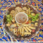 Prosperity Fortune Platter (Scallop Yam Basket, Seaweed Corn Rolls, Spring Rolls, Seasoned Baby Octopus, Golden Money Bag)