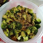 Braised Dry Edible Mushroom On Broccoli Farm