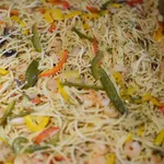 Prawn Spaghetti Aglio Olio with Bell Peppers & Mushrooms