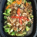Broccoli with three mushrooms
