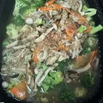 Broccoli with three mushrooms