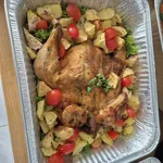 Herb-Roasted Whole Chicken with Baked Potatoes & Tomatoes