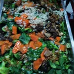 Prosperous Stir Fried Kailan with Fatt Choy, Carrots, Mushrooms & Cuttlefish Floss
