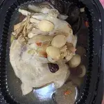 Organic Imperial Herbal Chicken with Stewed Abalone<br>working with our long term partner Toh Thye San Farms, brined, marinated & steamed in a lucious old hen broth with 8 different herbs. served with fork tender abalone