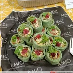 <b>Cilantro Pesto Chicken Wrap</b><br>Marinated chicken wraps with cilantro pesto and garden veggie.