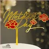 Click to see more photos of Cake tag - acrylic - Gold with Red Rose