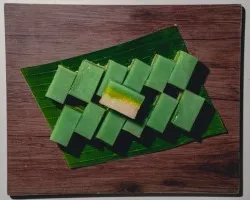 Pandan Kueh Salat <br>traditionally made at our top secret nyonya kichen <br>  vegetarian, contains wheat | Customer Photo | Grain