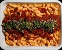 Sofrito Tomato Fusilli <br>tomato mirepoix concasse, caper olive herb oil | Customer Photo | Grain