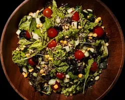 Tri Quinoa Salad<br>corn kernel, roasted sesame dressing, cherry tomato<br>vegetarian, contains egg, soy, wheat | Customer Photo | Grain