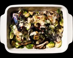 Roasted Brussels Sprouts and Buttered Cabbage<br>roasted Brussels sprouts, duo colour cabbage, olive oil, garlic herb butter | Customer Photo | Grain