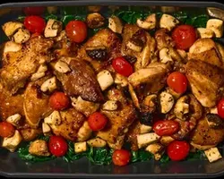Oven-Roasted Teriyaki Chicken<br> house-blend teriyaki sauce, baby bok choy, king oyster and shiitake mushrooms<br> contains egg, soy, wheat | Customer Photo | Grain
