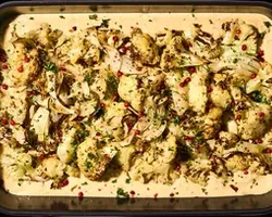 ⁠Lemon Hummus Tahini Cauliflower<br>fennel seed, pink peppercorn, tahini<br>vegan | Customer Photo | Grain