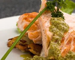 Grilled Salmon w/ Creamy Pesto Sauce | Customer Photo | Makan Mate