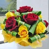 Click to see more photos of MR042: 6 Red 6 Yellow Roses Small Table Arrangement