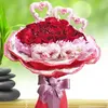Click to see more photos of RR006: 18 Red Roses with pink mini heart shape wrapper