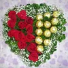 Click to see more photos of RR028: 12 Red Roses & 12 Ferrero Rocher Heart-Shape Table Arrangement