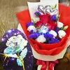 Click to see more photos of RR077: Led Light Rose & 3 Red Roses With 2 Heart Shape Tags Hand Bouquet