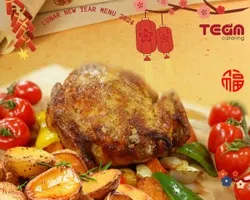 Grilled Chicken w Vegetable Cocktail 黄金果菜烤鸡 | Customer Photo | Team Catering Pte Ltd